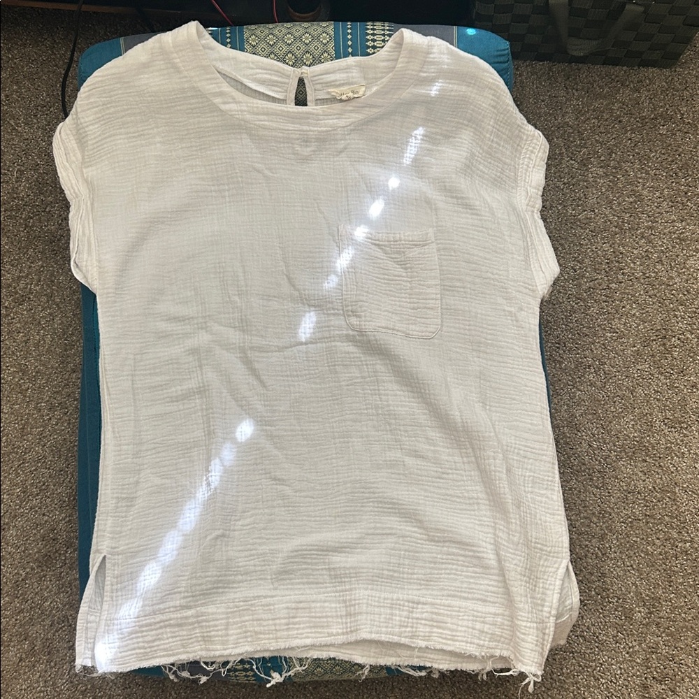 Women's White Cotton Casual Top